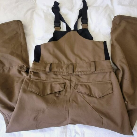 Volcom Rain Bib Overalls Men's Size Small Brown Cold Weather Gear - Picture 12 of 12